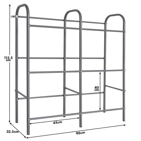 FLOORDIREKT Flaschenkastenständer Rocket - Regal mit Wandbefestigung - Grau - Für 6 Kästen - 96 x 32,5 x 115,5 cm