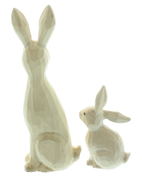 FRANK FLECHTWAREN|Figur Hasenmutter mit Kind, 2er Set, Höhe 11 cm, 20 cm, LINDE