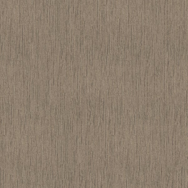 Strukturierte Vliestapete mit feiner vertikaler Textur in Taupe.