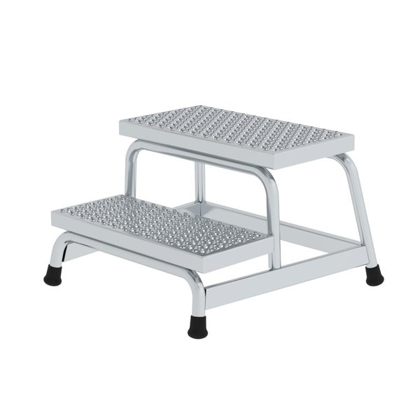 PROREGAL Arbeitspodest Starr 2 Stufen Aluminium-Lochblech Rutschfeste Kunststoffschuhe