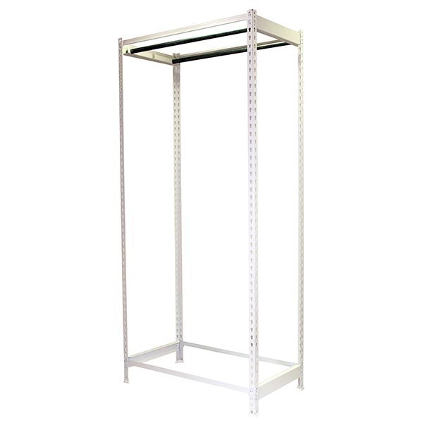 PROREGAL Kleiderstangenregal Metal Einzel HxBxT 300 x 120 x 50 cm Weiß Kleiderständer Garderobe Klamottenregal Stangenregal Regal