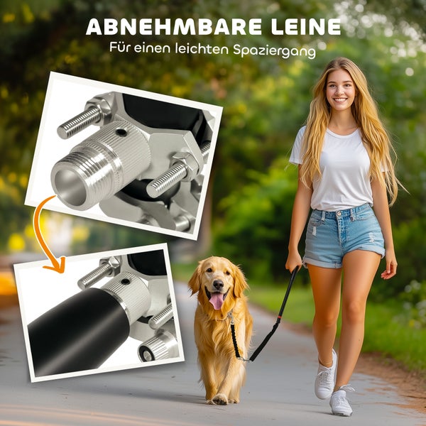 PawHut Fahrradleine für Hunde Fahrrad Hundeleine Einfache Installation und Demontage Hundeleine für Fahrrad, Radfahren, Training, Joggen, Schwarz