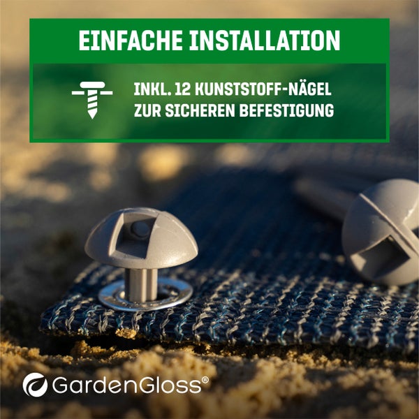 GardenGloss Vorzeltteppich 250x400 - Camping Teppich Outdoor Wetterfest - Campingteppich, Zeltteppich inkl. 12 Befestigungsnägel und Tragetasche