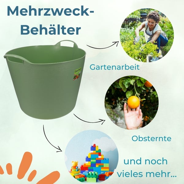 Mehrzweckbehälter für Gartenarbeit, Ernte und Spielzeug