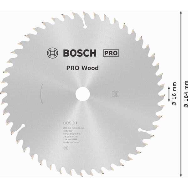 Bosch Pro Holzsägeblatt, 184 Millimeter Durchmesser