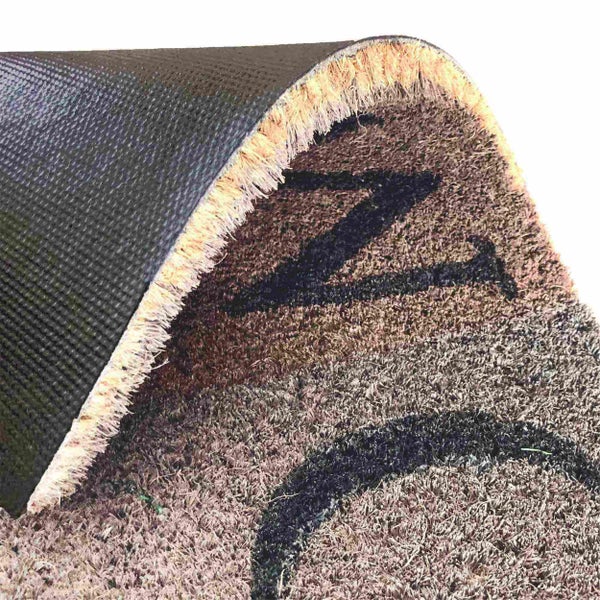 Fußmatte aus Kokosfaser mit Schriftzug und rutschfester Rückseite