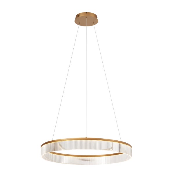 Runde Hängelampe mit transparenten Glasstäben und Aufhängung