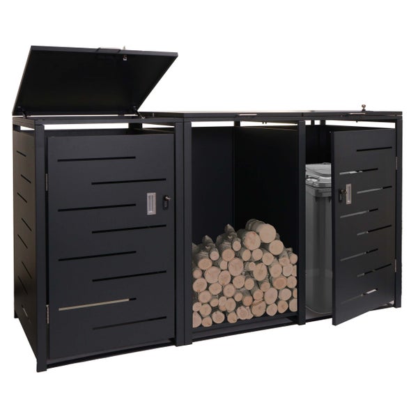 Gartenschrank mit Holzlager und Mülltonnenbox