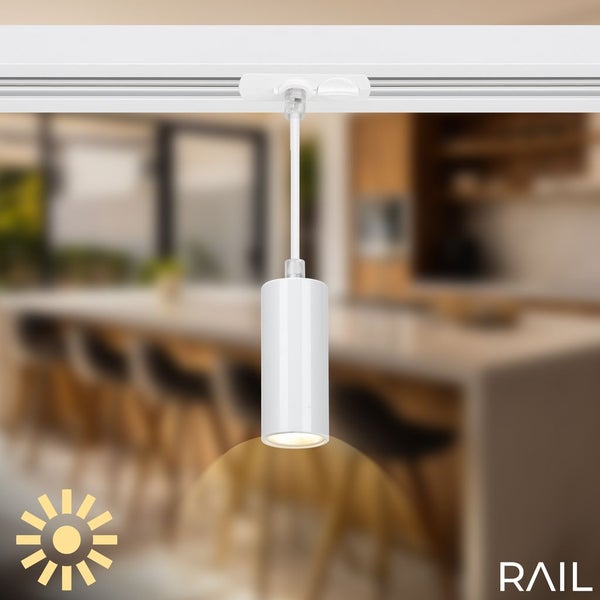 Briloner Rail Schienensystem, Komplettset, 4x LED Pendel, Dimmbar, Einspeisung, Weiß, 1,5 m