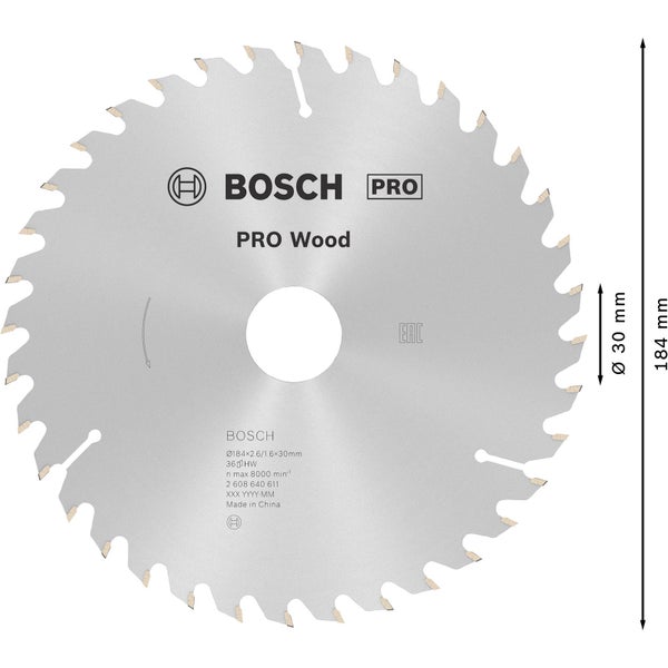 Bosch Pro Holzsägeblatt mit 184 Millimeter Durchmesser