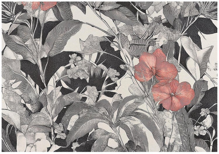 Fototapete Blumen Blätter Vintage Wohnzimmer Tapete 250x175 cm
