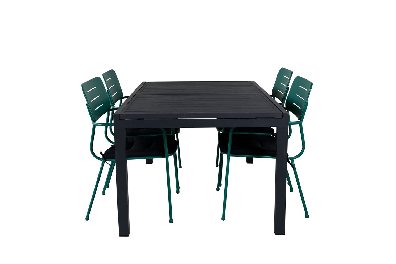 Marbella Gartenset Tisch 100x160/240cm und 4 Stühle Nicke grün, schwarz.