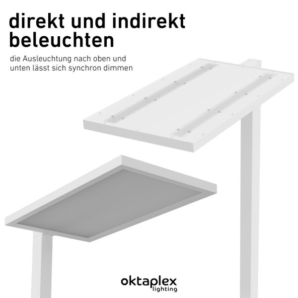 Malmö Büro Stehlampe 4000K dimmbar Aluminium 7500lm Tageslicht Deckenfluter 60W flexible Arbeitsplatzbeleuchtung für Büros