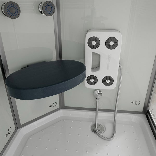 Home Deluxe - Komplettdusche WHITE PEARL - Maße 120 x 80 cm Links - inkl. Regendusche, Radio und Zubehör I Duschtempel Fertigdusche, Dusche, Duschtempel