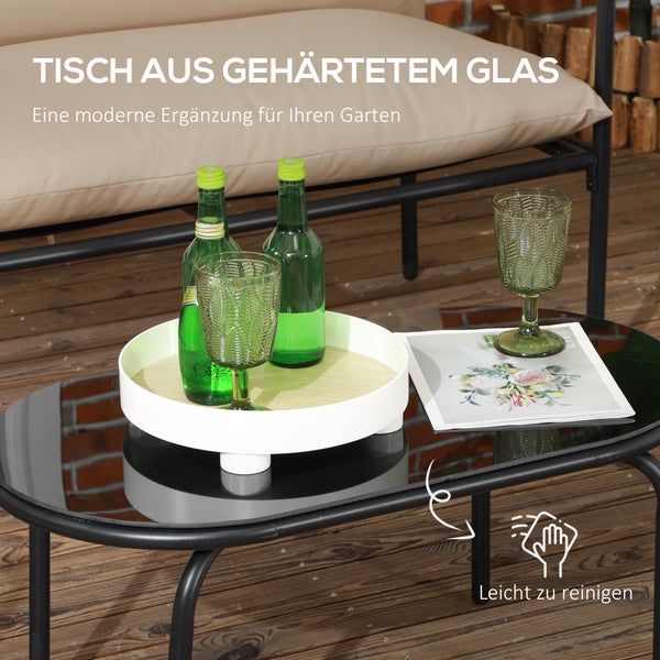 Outsunny 4-tlg. Gartenmöbel-Set, 116L x 58B x 66H cm, Stahl, Polyester, braun