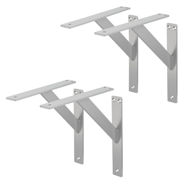 ML-Design 4 Stück Regalhalterung 240x240 mm, Silber, Aluminium, Schwebende Regalhalterungen, Regalwinkel, Wandhalterung für Regalbrett, Regalträger für Wandmontage, Wandregal Wandkonsole Regalstütze