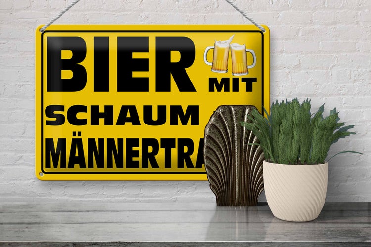 Blechschild Spruch 30x20cm Bier mit Schaum ein Männertraum