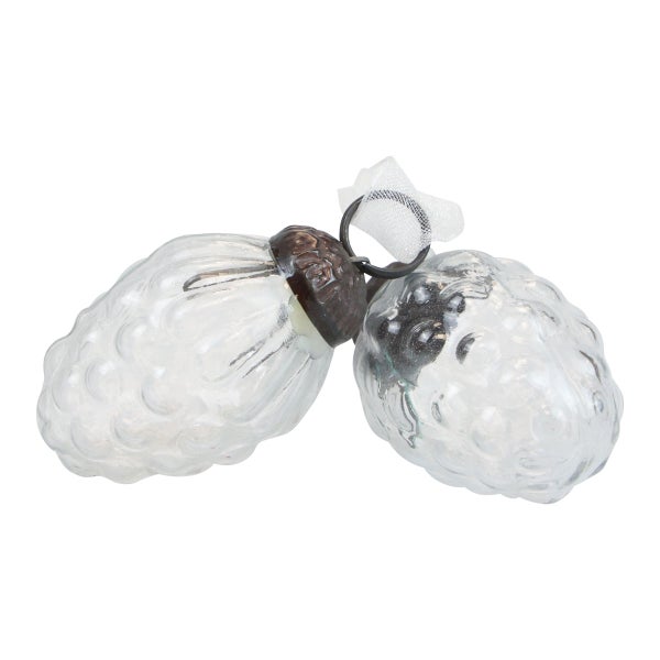 Zwei Deko-Zapfen aus Glas