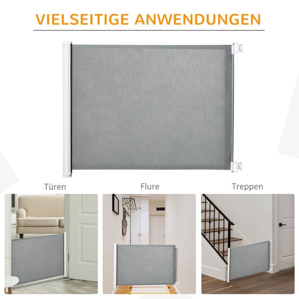 PawHut Hunde-Trennwand, 5,5–115L x 5,5B x 82,5H cm, Stahlrahmen, kunststoff, Grau