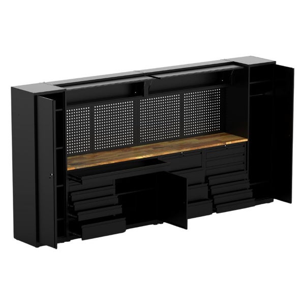 Werkbank mit Lochwand, Schubladen und Schränken für die Werkstatt