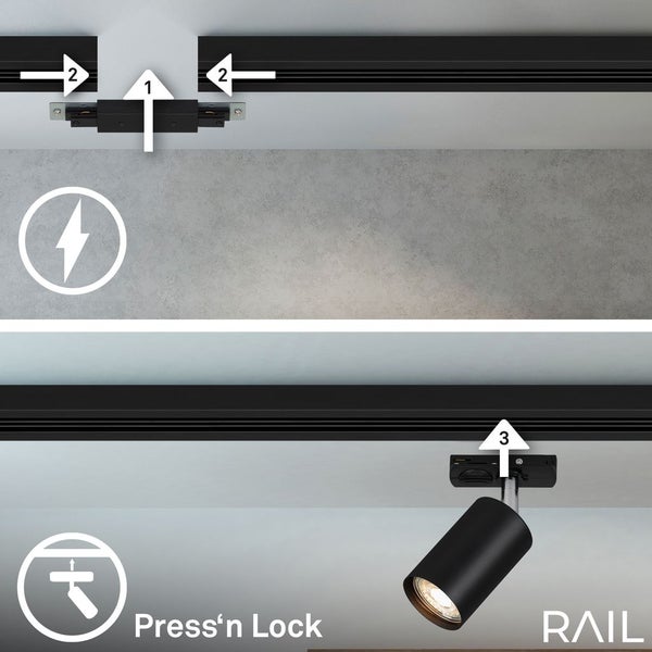 Briloner Rail Schienensystem, Komplettset, 6x GU10 Spots, Schwenkbar, Drehbar, Weiß, 4,5 m