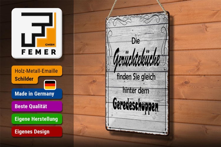 Blechschild Spruch 20x30cm Gerüchteküche Geredeschuppen