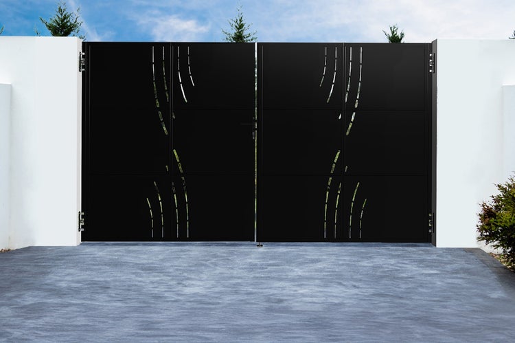 Doppeltor aus Metall mit modernem Design für den Außenbereich