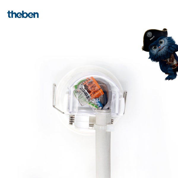 Theben 1030202 PIRA T6 Mini DE Kompakter Bewegungsmelder für den Innenbereich, 200 W LED, Erfassungsbereich rund 360°, Ø 6 m, Nachlaufzeit 5 s - 15 min, Deckeneinbau