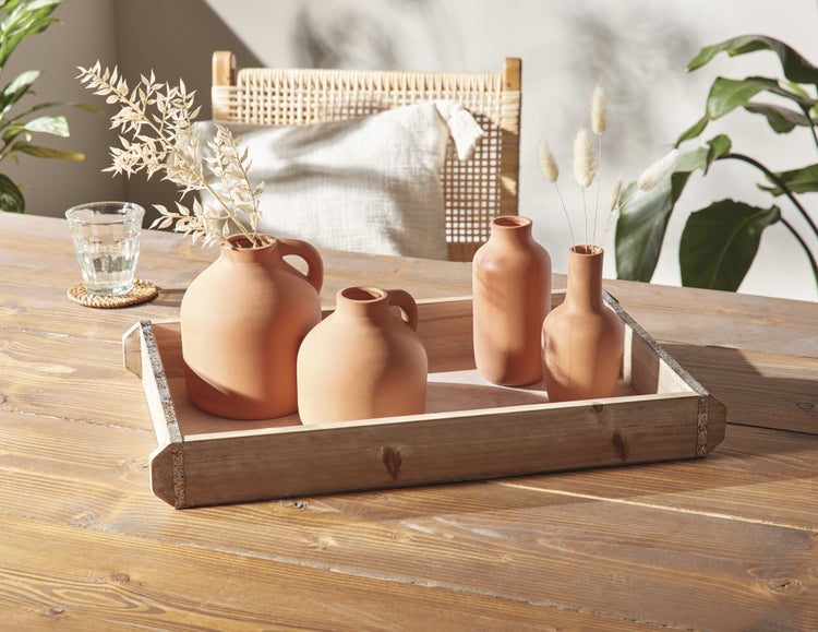 FRANK FLECHTWAREN | Dekovase Terracotta, 2er Set, TERRACOTTA, 8 x 8 x 16 cm
