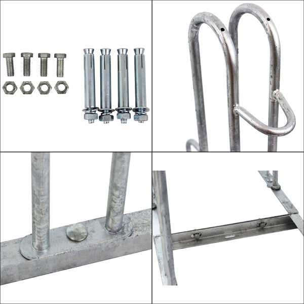 Detailansicht einer Fahrradhalterung mit Befestigungsmaterial