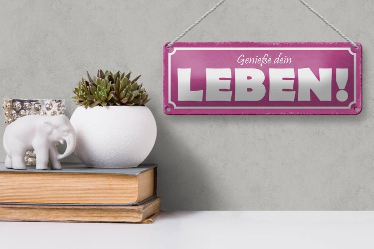 Blechschild Spruch 27x10cm genieße dein Leben Dekoration