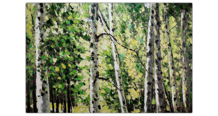 Handgemaltes Gemälde Acrylfarbe 120x80cm Grün