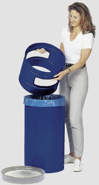 PROREGAL Robuster Kombiascher Mit 2 Fach Einwurf 104 Liter HxBxT 99 x 43,5 x 43,5 cm Verzinkter Stahl Blau