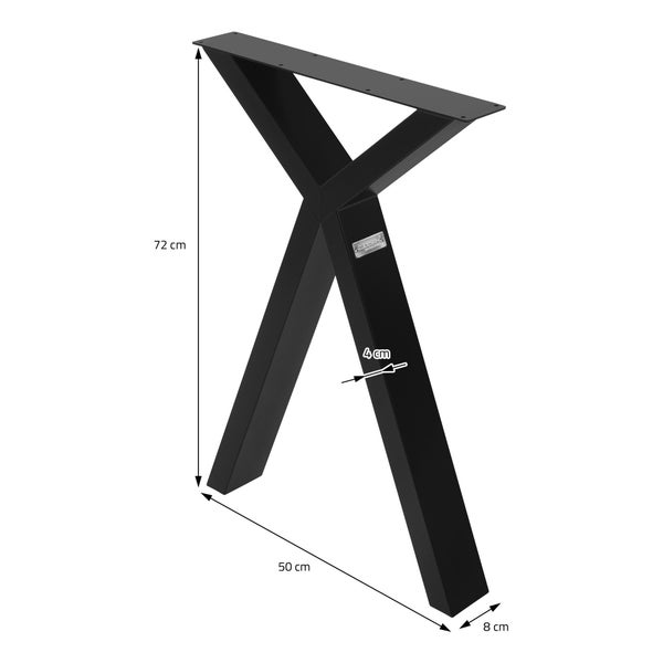 ML-Design 2 Stück Tischbeine 50xH72cm, Tischkufen X-Form, aus Stahl pulverbeschichtet, Schwarz, Industriedesign, Kufengestell für Esstisch/Schreibtisch, Tischgestell, Metall Möbelfüße für DIY-Projekte