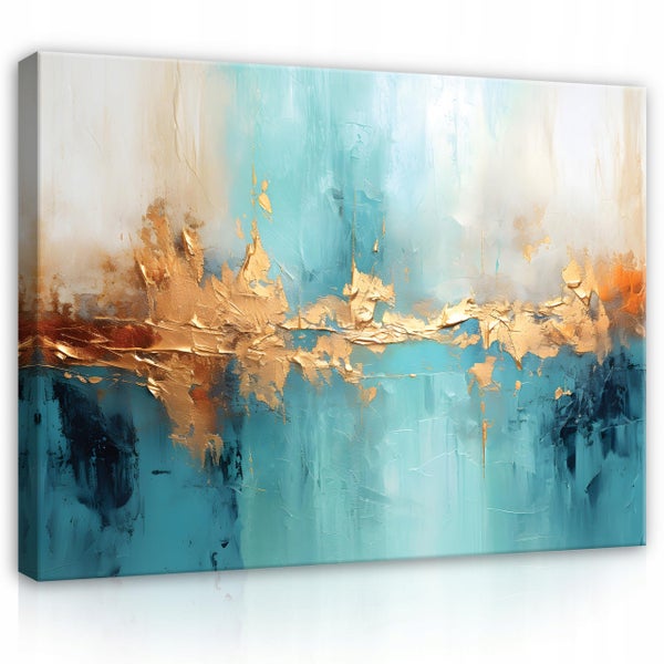 Leinwandbild Abstrakt gold blau Modern Bilder Wohnzimmer 120X80 cm