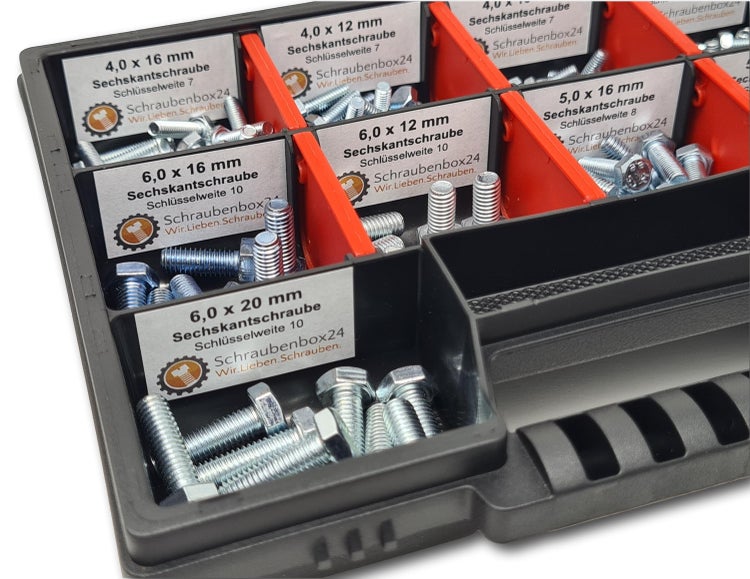 Sechskantschrauben Sortiment M4-M5-M6  // 8mm-20mm 215 tlg. Schraubenbox Vollgewindeschrauben Maschinenschrauben Gewindeschrauben Sechskantschrauben