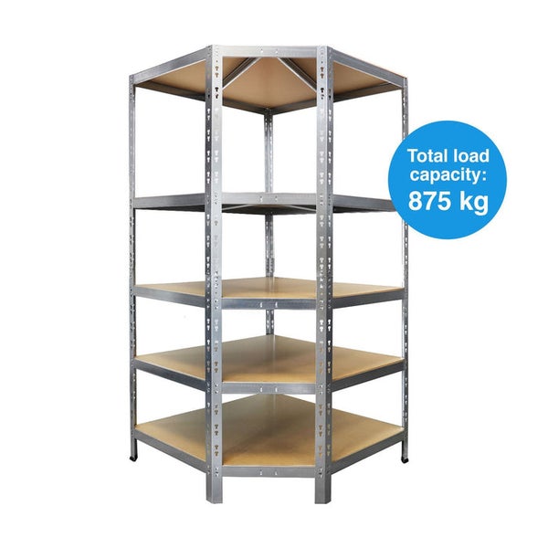 FLOORDIREKT Eckregal - Hohe Traglast - Viel Stauraum - Individuell einsetzbar - Verzinkt - 180 x 90 x 42 x 60 cm