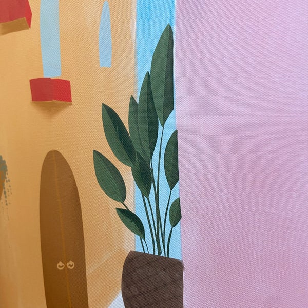 Gemaltes Leinwandbild mit Pflanzenmotiv