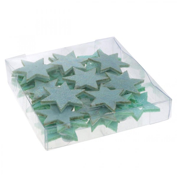 Dekosterne in einer transparenten Kunststoffbox