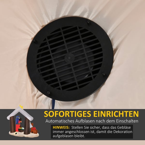 HOMCOM Aufblasbarer Weihnachtsbogen 2 m Bibel-Bogen von Jesus' Geburt Weihnachtsdekoration Aufblasbare Weihnachtskrippe 1,8 m Bogen mit LED-Lichter wasserdicht automatisches Aufblasen Polyester
