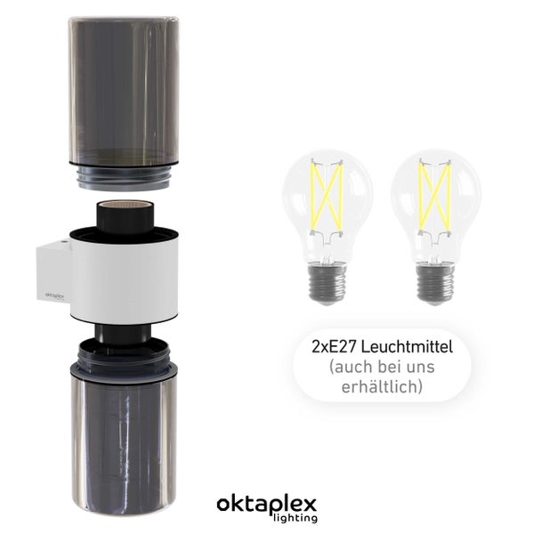 Puno Dos Wandleuchte Außen IP44 E27 Fassung Wechselbar Rauchglas Beleuchtung für Innen Außenbereiche 230V Anthrazit Aluminium