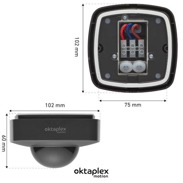 Oktaplex Tim Bewegungsmelder außen 360° inkl. Fernbedienung IP65 Deckenmontage anthrazit