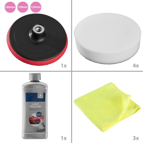 Lackpolitur-Set mit Polierpads und Mikrofasertüchern