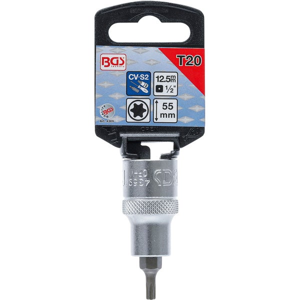 BGS Bit-Einsatz Antrieb Innenvierkant 12,5 mm (1/2) T-Profil (für Torx) T20 - 4369