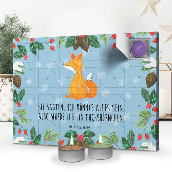 Mr. & Mrs. Panda Duftkerzen Adventskalender Einhorn Fuchs - Blau Pastell