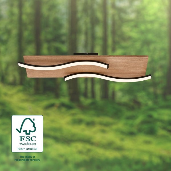 Deckenlampe Wellenförmige Deckenleuchte Schlafzimmer Wohnzimmer Warmweiß Holz