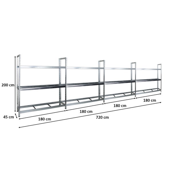 PROREGAL Mega Deal 4x Reifenregal Tiger XL HxBxT 200 x 180 x 45 cm Bis Zu 84 Reifen Verzinkt