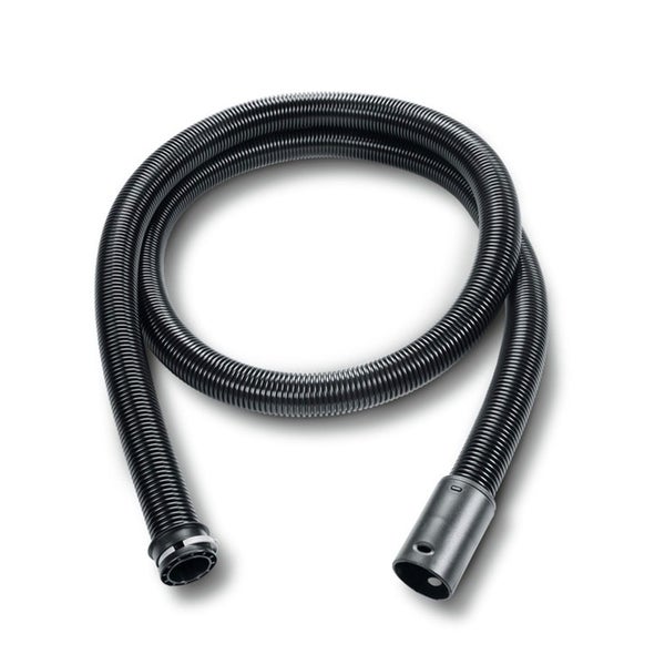 Flexibler Staubsaugerschlauch mit zwei verschiedenen Anschlussstücken.