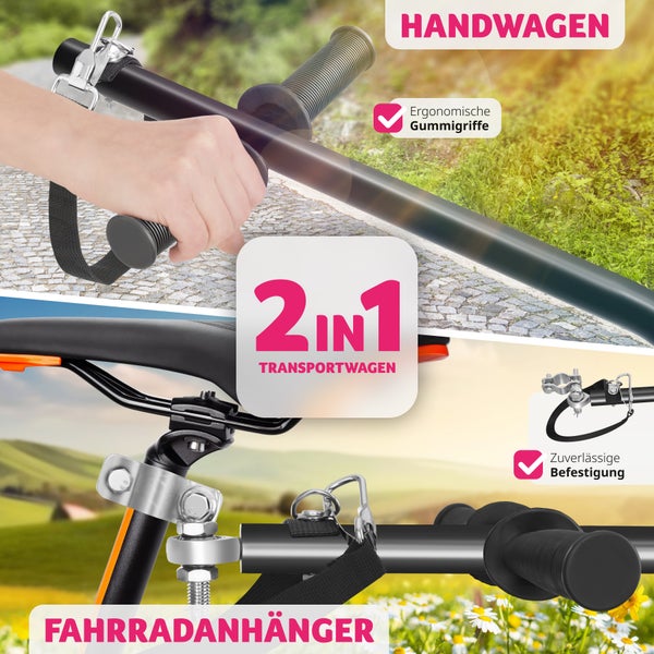 Fahrradanhänger tectake CargoXpress ca. 148 x 64 x 81 cm 2 in 1 multifunktional schwarz