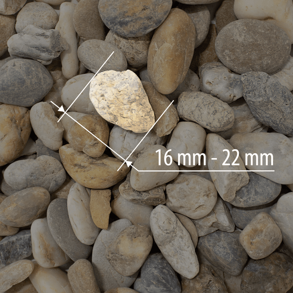 Zierkiesel mit einer Körnung von 16 bis 22 Millimeter.